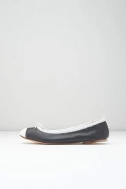 Budget ✔️ BLOCHSTORE-US Ladies Rigel Ballet Flats Black White Leather 🔔