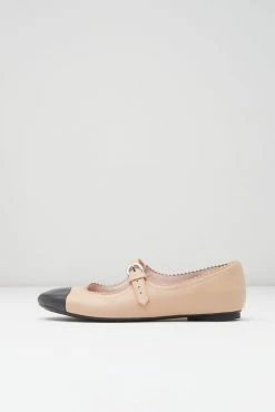 Outlet 👏 BLOCHSTORE-US Ladies Cassiopeia Ballet Flats Capuccino Black Leather ⭐