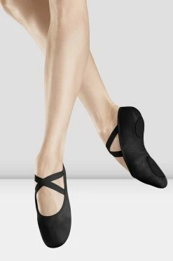 Best Pirce ⭐ BLOCHSTORE-US Ladies Infinity Stretch Canvas Ballet 👟 Shoes Black Canvas 😉