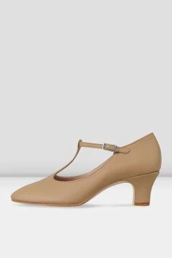 Best reviews of 🌟 BLOCHSTORE-US Ladies Chord T-Strap 2 Inch Heel Character 👟 Shoes Tan Leather ⌛