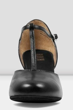 Best deal 👍 BLOCHSTORE-US Ladies Split Flex Leather Character 👟 Shoes Black Leather 😀 -adults dance shoes store S0390L BLK FRONT