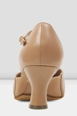 Best Sale ⭐ BLOCHSTORE-US Ladies Split Flex Leather Character 👟 Shoes Tan Leather ⌛ -adults dance shoes store S0390L TAN BACK