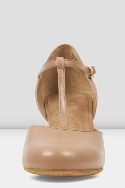 Best Sale ⭐ BLOCHSTORE-US Ladies Split Flex Leather Character 👟 Shoes Tan Leather ⌛ -adults dance shoes store S0390L TAN FRONT