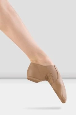 Cheap 😉 BLOCHSTORE-US Ladies Leather Elasta Jazz Booties Tan Leather 😍 -adults dance shoes store S0499 Tan2