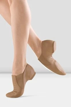 Cheap 😉 BLOCHSTORE-US Ladies Leather Elasta Jazz Booties Tan Leather 😍