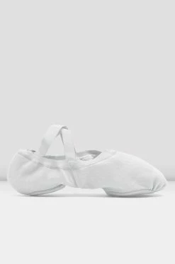 Budget ❤️ BLOCHSTORE-US Mens Synchrony Stretch Canvas Ballet 👞 Shoes White Canvas 🌟