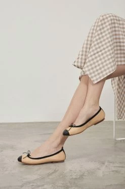 Flash Sale 🛒 BLOCHSTORE-US Ladies Rigel Ballet Flats Capuccino Black Leather 🔔